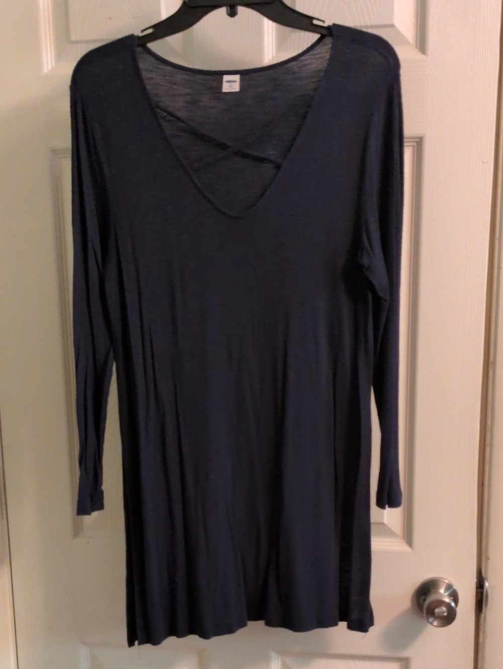 Old Navy Luxe Navy Blue V-Neck Blouse